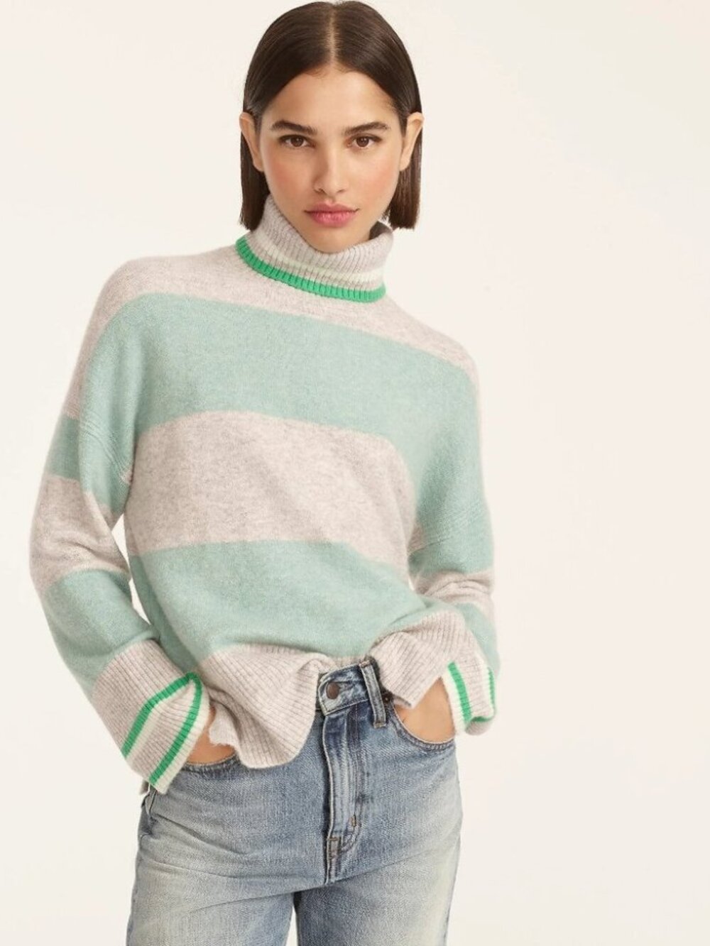 J. Crew Striped Turtleneck Sweater L
